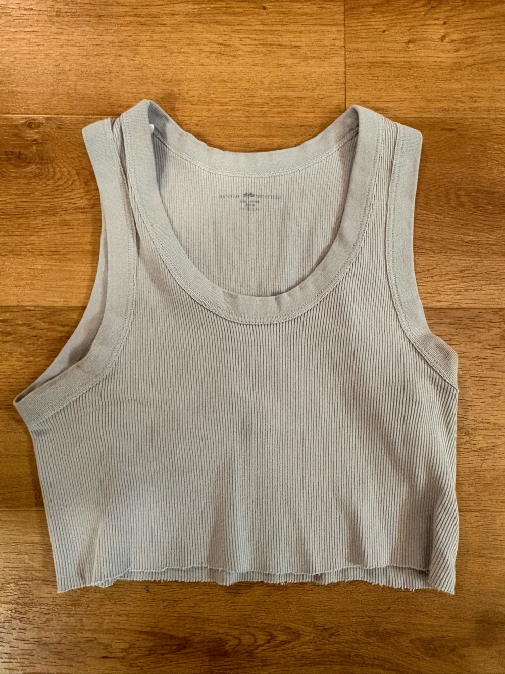 Brandy Melville Ribbed Cropped Tank Top in Light Blue Gray - Women
